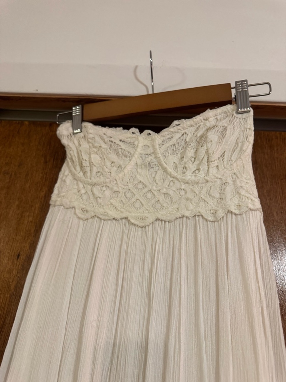Free People Cream Strapless Maxi Dress with Crochet Bodice - Picture 2 of 4